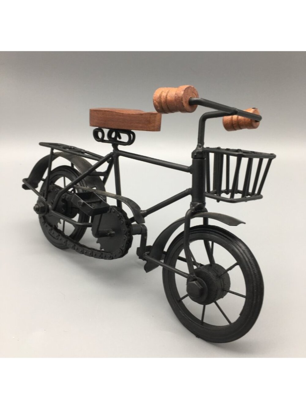 Vintage Style Mini Bicycle Metal Wood Bike Basket Rustic Desk Decor Industrial
